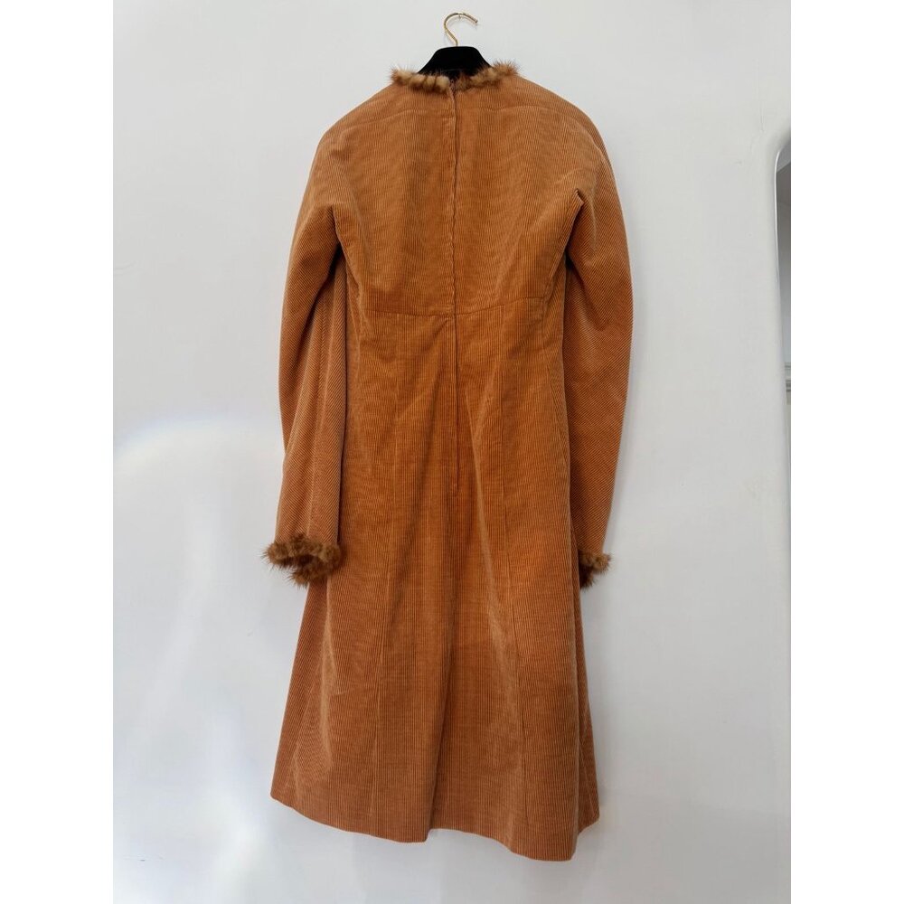 CHANEL 2003 03A Corduroy Coat Fur Trim Burnt Orange IT 42 Made in Italy - Picture 5 of 11